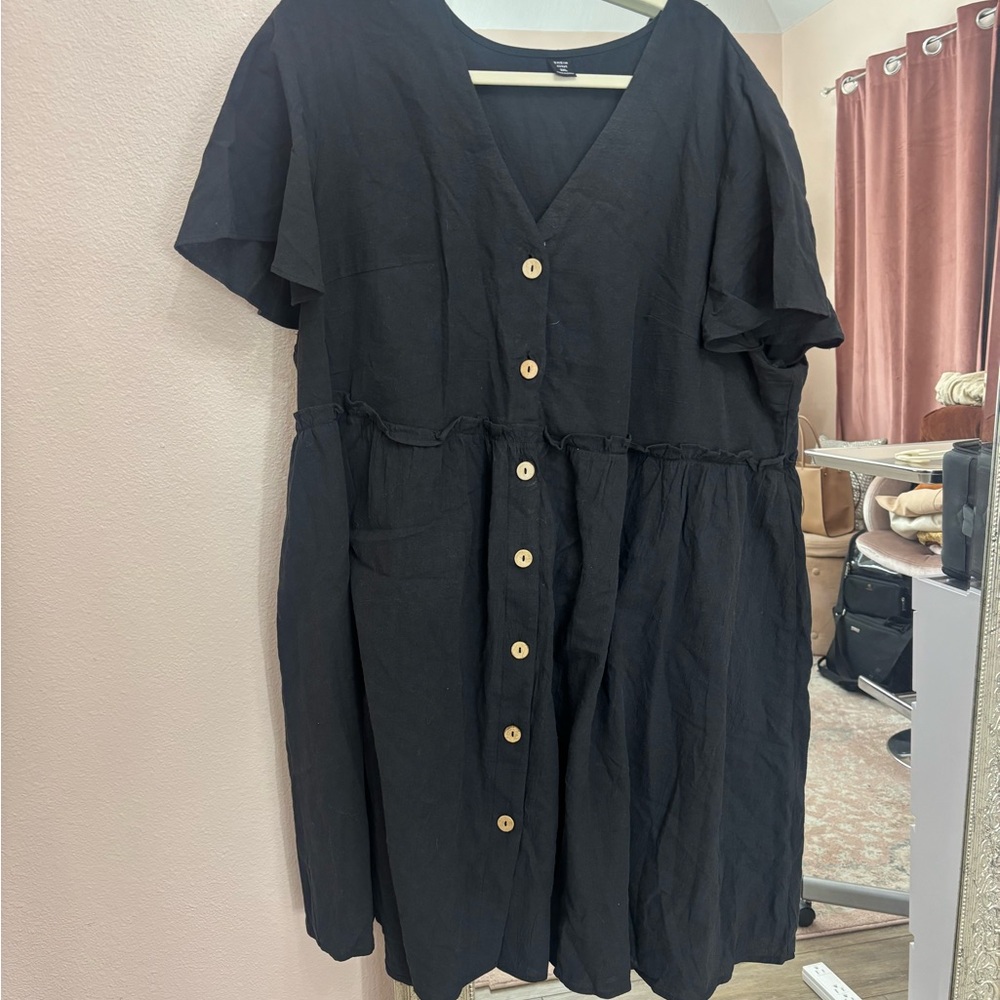 SHEIN Black Button-Front Mini Dress